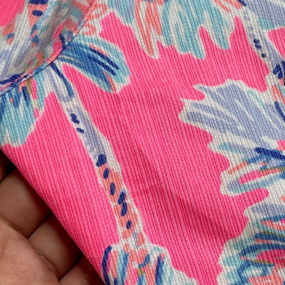 Lilly Pulitzer #19280 Women's Pink Blue Palm Trees Print Callahan Shorts Size 2 - Picture 9 of 11